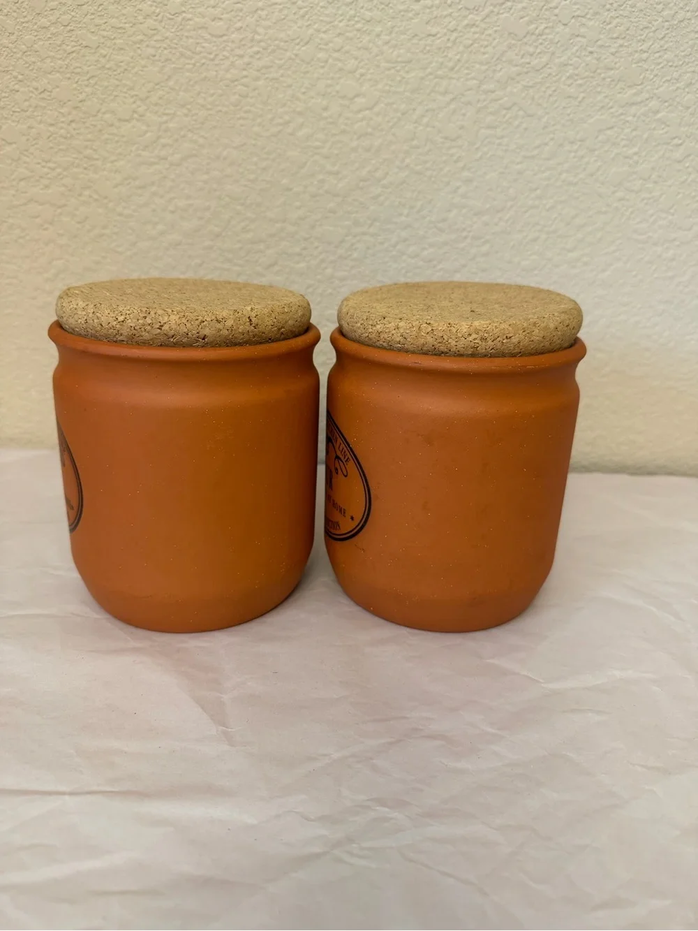 Terracotta Kitchen Line Rice & Flour Canister Set with Cork Lids - Rustic Orange